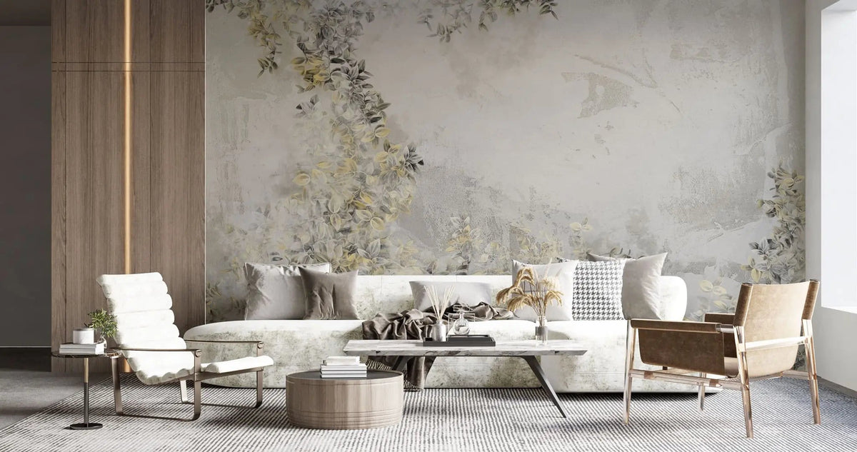 Tapet personalizat leaf cu frunze de pothos n'joy in contrast galben gri n'joy heaven