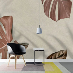 Tapet personalizat leaf cu frunze realiste de monstera cu umbre shadow monstera