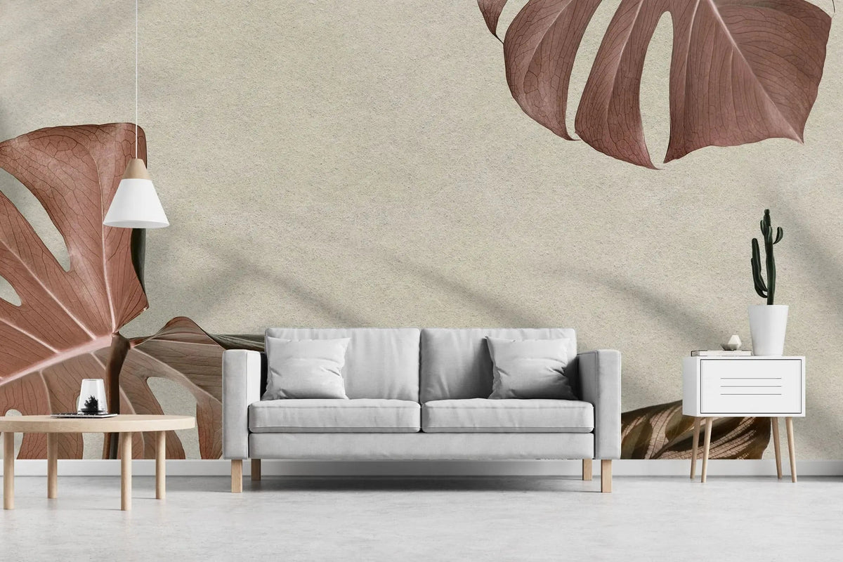 Tapet personalizat leaf cu frunze realiste de monstera cu umbre shadow monstera