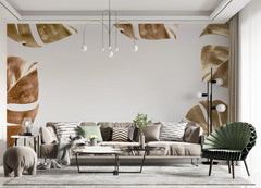 Tapet personalizat leaf cu frunze de monstera in tonuri ruginii rusty monstera textured