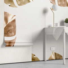 Tapet personalizat leaf cu frunze de monstera in tonuri ruginii rusty monstera textured