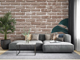 Tapet personalizat leaf cu frunze de monstera pe perete de caramida rosie tropical bricks