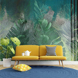 Tapet personalizat leaf cu frunze in nuante de turcoaz intens deep turquoise