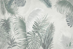 Tapet personalizat leaf cu frunze pana de palmier in tonuri gri feather leaves
