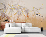 Tapet personalizat leaf cu frunze de bambus portocalii asian orange