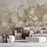 Tapet personalizat leaf cu frunze de rugosum in nuante sepia sepia rugosum
