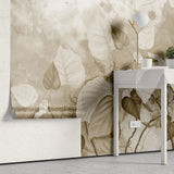 Tapet personalizat leaf cu frunze de rugosum in nuante sepia sepia rugosum