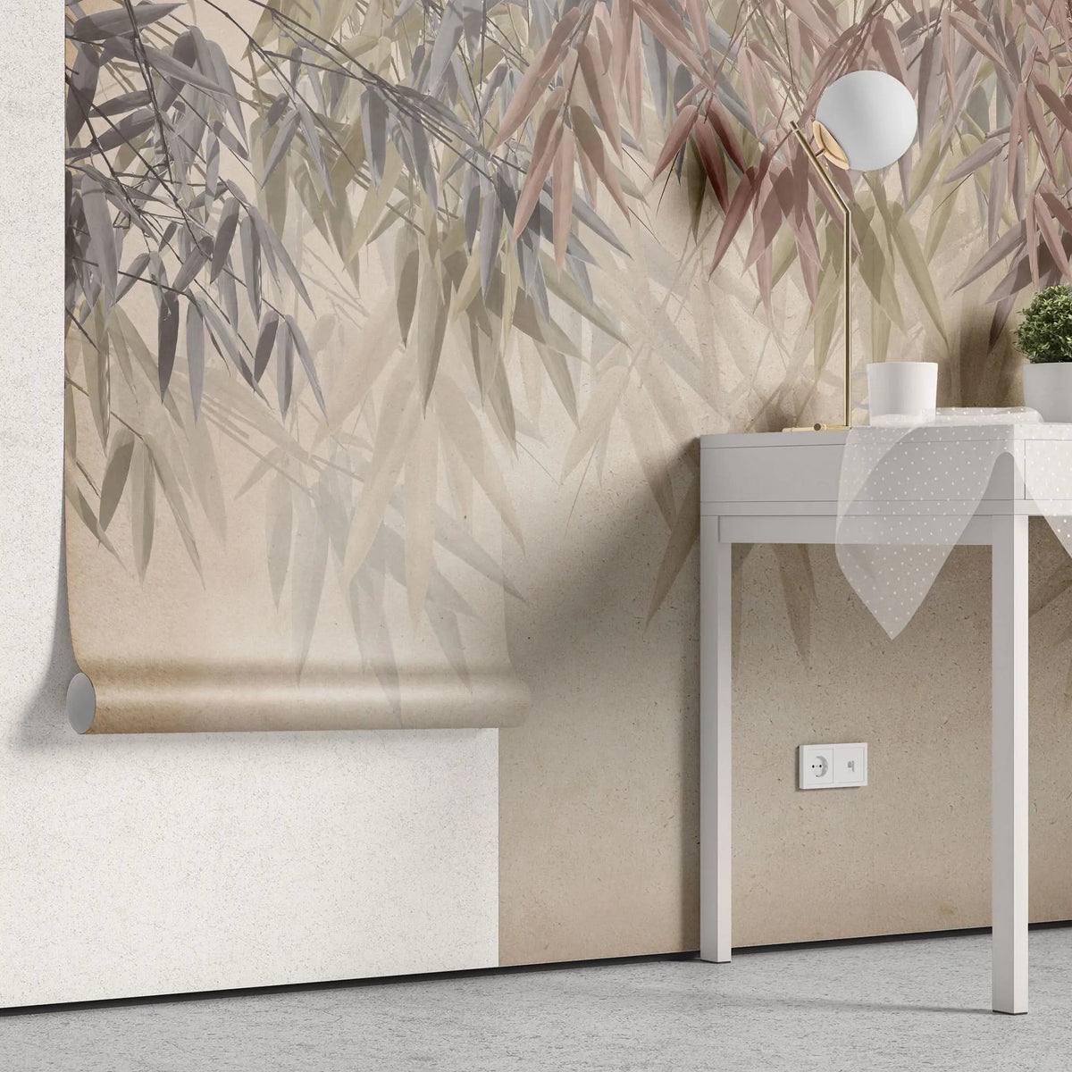 Tapet personalizat leaf cu frunze colorate de salcie cu umbre tonal weeping willow