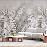Tapet personalizat leaf cu frunze albe de palmier white palm