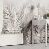 Tapet personalizat leaf cu frunze albe de palmier white palm
