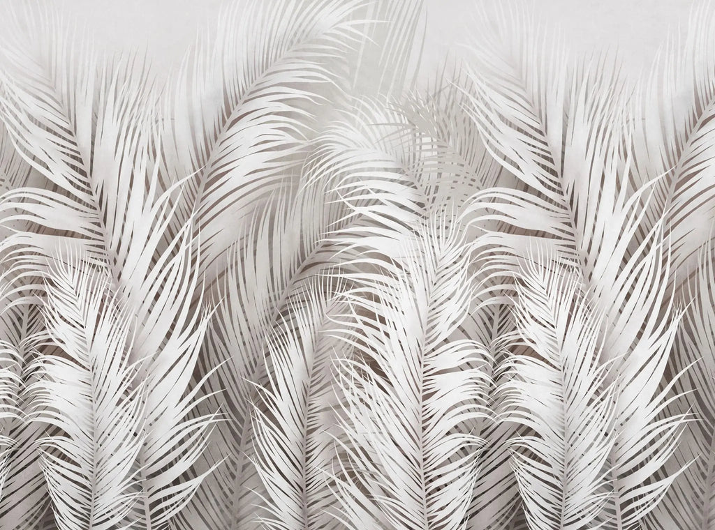 Tapet personalizat leaf cu frunze albe de palmier white palm
