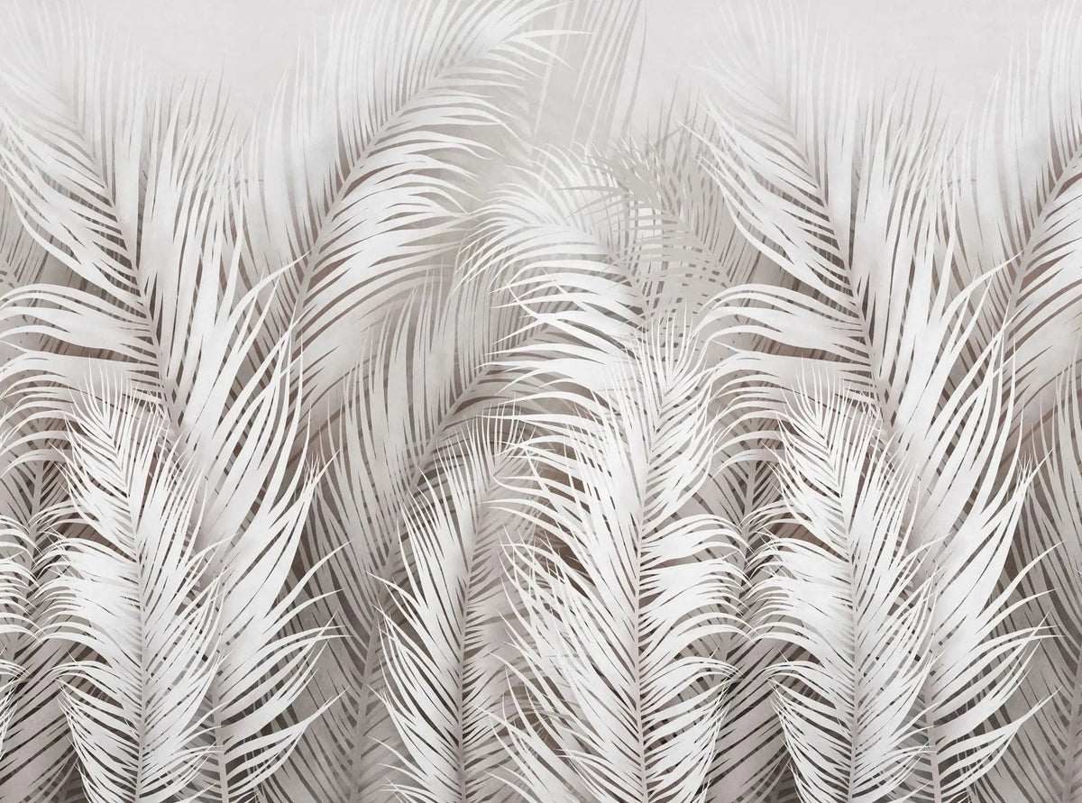 Tapet personalizat leaf cu frunze albe de palmier white palm