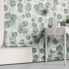 Tapet personalizat leaf cu frunze de eucalipt pe un fundal deschis eucalyptus