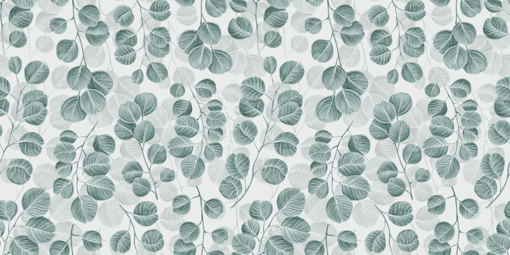 Tapet personalizat leaf cu frunze de eucalipt pe un fundal deschis eucalyptus