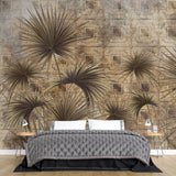 Tapet personalizat leaf cu frunze de palmier pe un fundal in stil art deco luxurious palm