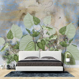 Tapet personalizat leaf cu frunze de philondendron rugosum in stil watercolor watercolor rugosum