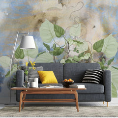 Tapet personalizat leaf cu frunze de philondendron rugosum in stil watercolor watercolor rugosum