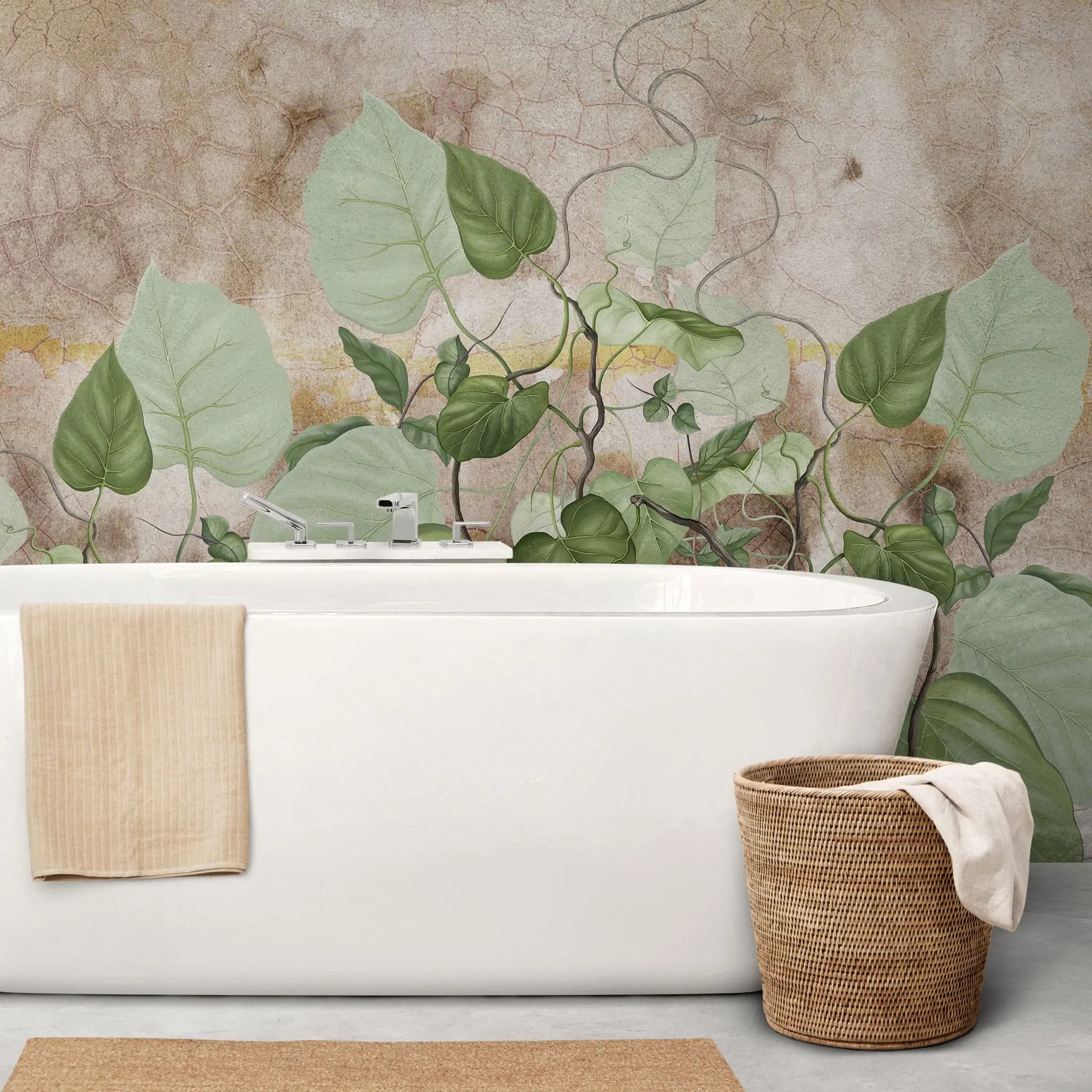 Tapet personalizat leaf cu frunze de philondendron rugosum pe fundal vintage vintage rugosum