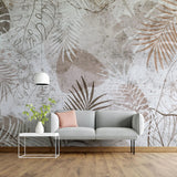 Tapet personalizat leaf cu frunze tropicale de monstera in stil grunge grunge monstera light