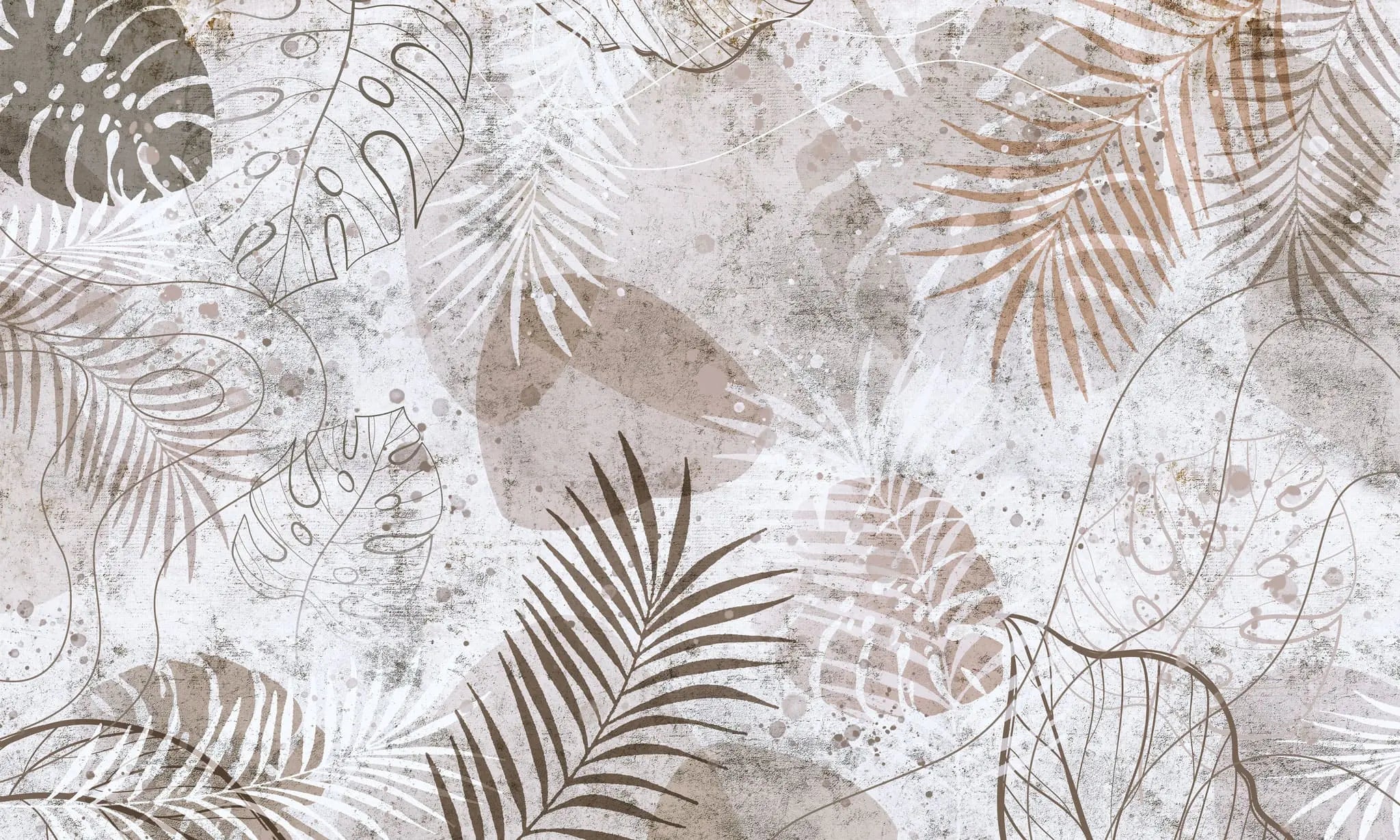 Tapet personalizat leaf cu frunze tropicale de monstera in stil grunge grunge monstera light