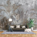 Tapet personalizat leaf cu frunze de palmieri in culori aramii brassy palms