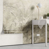 Tapet personalizat leaf cu frunze tropicale schitate pe un fundal vintage sketchy jungle