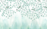 Tapet personalizat leaf cu frunze si fluturi verzi albastrui teal leaves&butterflies
