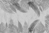 Tapet personalizat leaf cu frunze tropicale in nuante de gri grey leaves