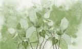Tapet personalizat leaf cu frunze de philondendron rugosum pe fundal verde in stil watercolor green philodendron rugosum