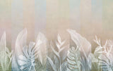 Tapet personalizat leaf cu frunze tropicale albe pe fundal bej deschis white leaves