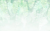 Tapet personalizat leaf cu frunze tropicale de bananier in nuante de verde deschis tea green leaves