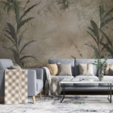 Tapet personalizat leaf cu frunze tropicale pe fundal sepia sepia leaves