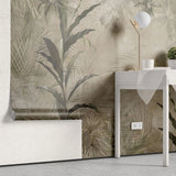 Tapet personalizat leaf cu frunze tropicale pe fundal sepia sepia leaves
