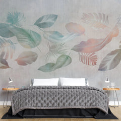 Tapet personalizat leaf cu frunze tropicale in nuante paradisiace leaves's paradise