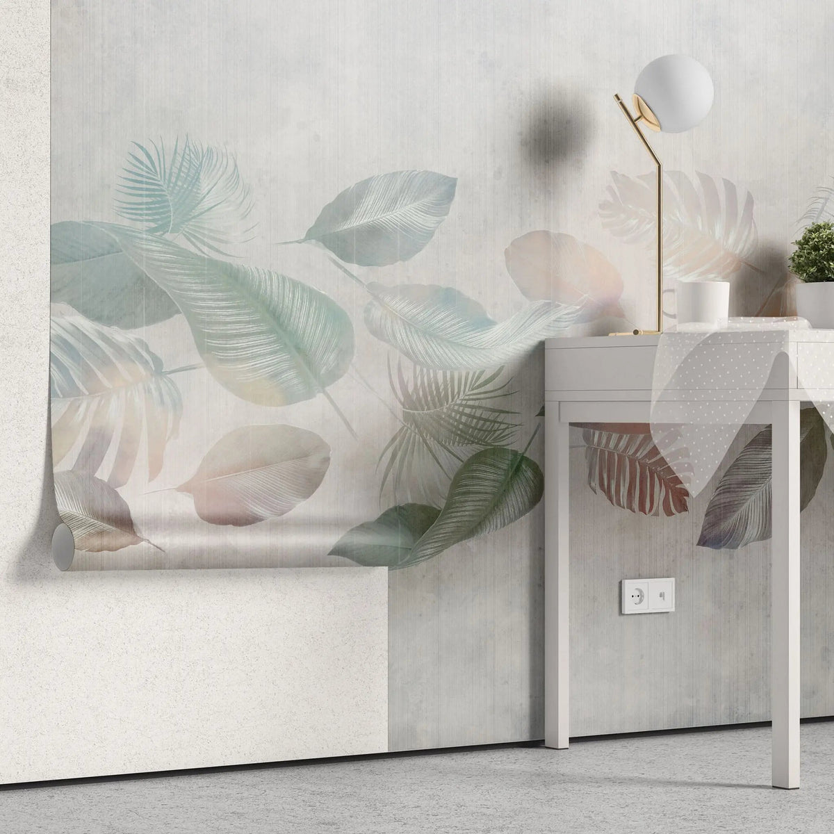 Tapet personalizat leaf cu frunze tropicale in nuante paradisiace leaves's paradise