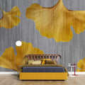 Tapet personalizat leaf cu frunze galbene de ginkgo biloba pe un fundal gri texturat fall ginkgo leaf