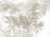 Tapet personalizat leaf cu frunze de palmier bej pe un fundal alb cu design minimalist palm noise