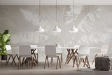 Tapet personalizat leaf cu frunze de bananier albe pe un fundal bej minimalist white banana leaves
