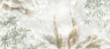 Tapet personalizat leaf cu frunze tropicale in nuante fade de verde pe un fundal deschis faded exotic