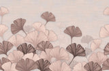 Tapet personalizat leaf cu frunze roz de ginkgo biloba si fundal texturat pink ginkgo