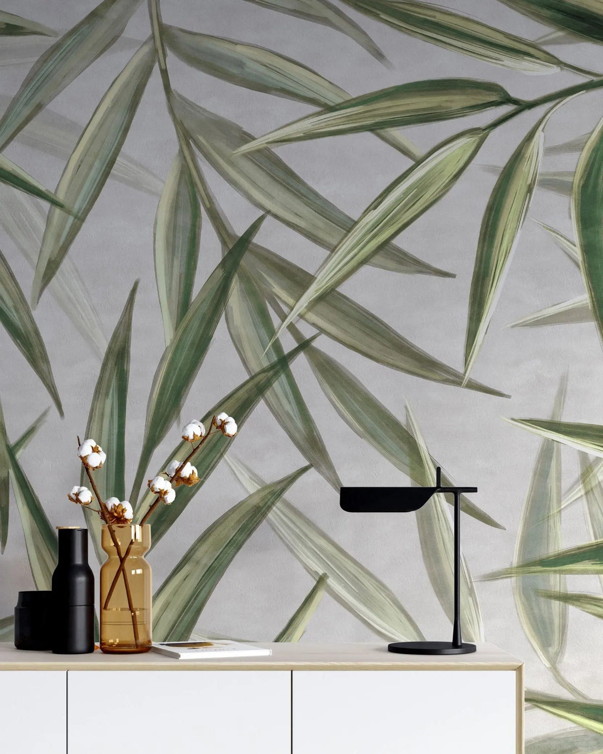 Tapet personalizat leaf cu frunze verzi de bambus bamboo leaf