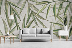 Tapet personalizat leaf cu frunze verzi de bambus bamboo leaf