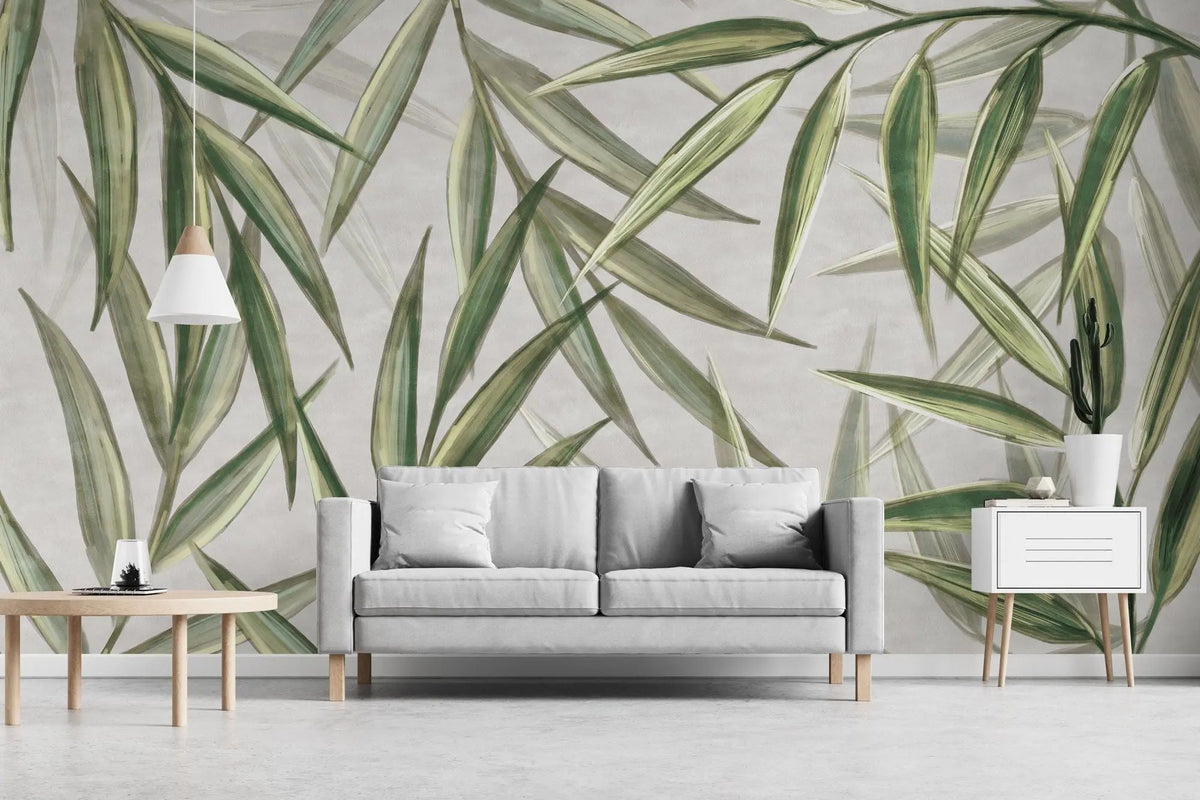 Tapet personalizat leaf cu frunze verzi de bambus bamboo leaf