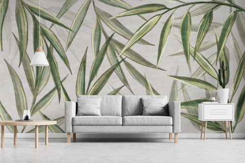 Tapet personalizat leaf cu frunze verzi de bambus bamboo leaf