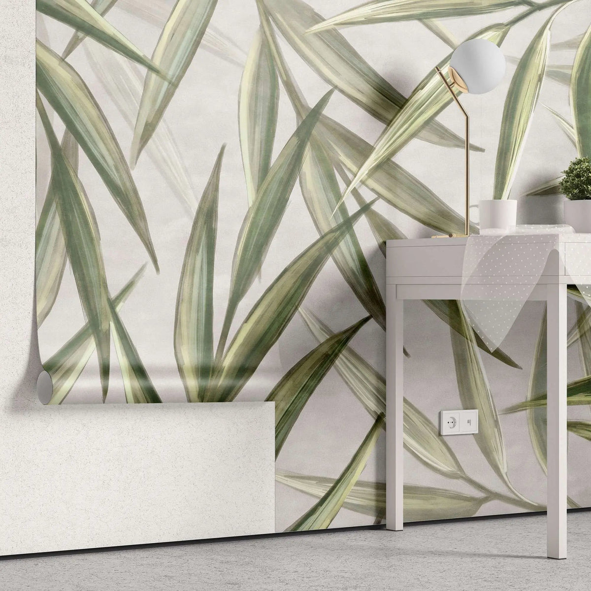 Tapet personalizat leaf cu frunze verzi de bambus bamboo leaf