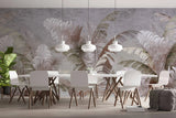 Tapet personalizat leaf cu frunze verzi si maronii de palmier in cadru tropical cu fundal texturat texture palm