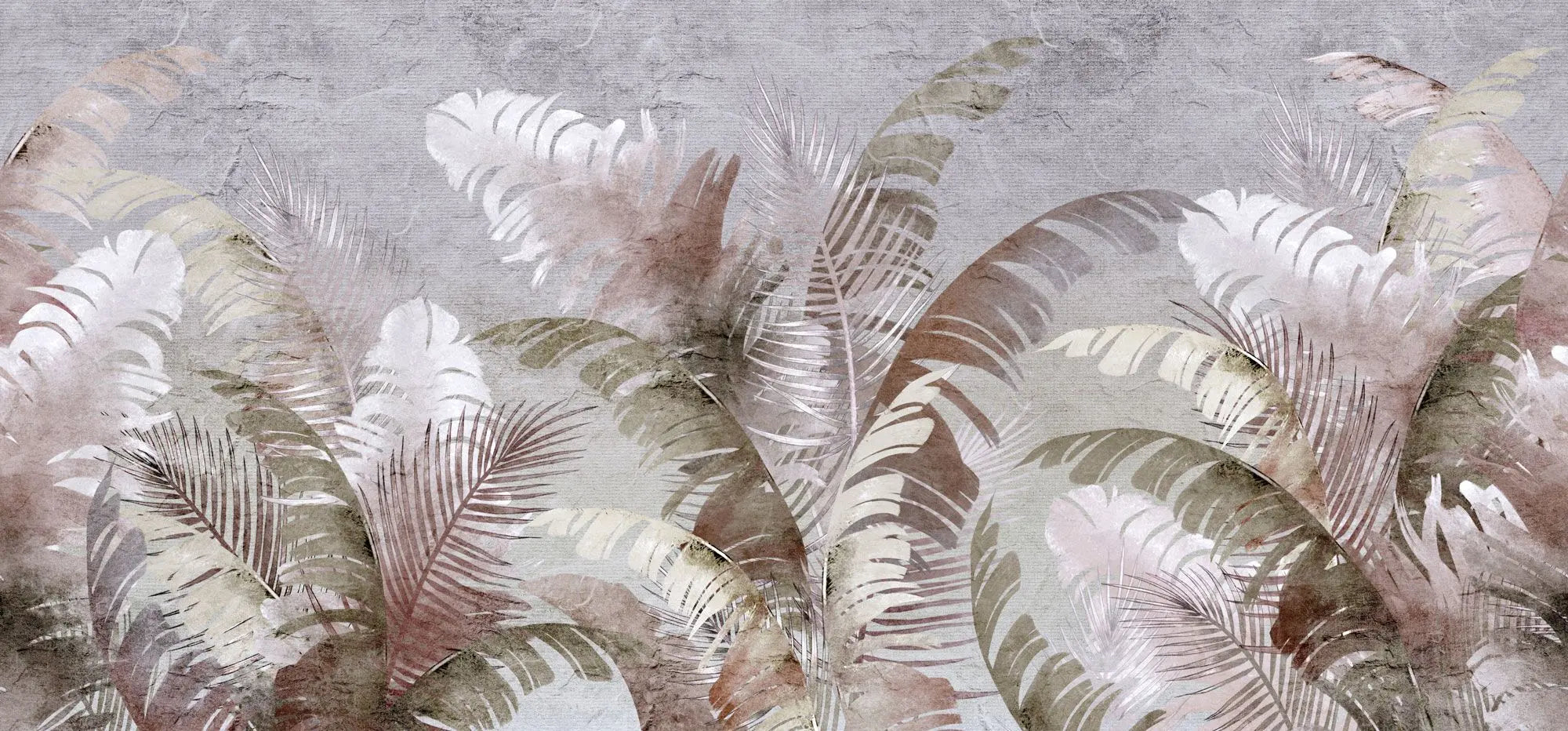 Tapet personalizat leaf cu frunze verzi si maronii de palmier in cadru tropical cu fundal texturat texture palm