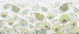 Tapet personalizat leaf cu frunze verzi si flori roz de lotus white green lotus
