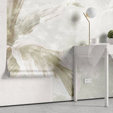 Tapet personalizat leaf cu frunze tropicale in nuante fade de verde pastel leaves