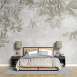 Tapet personalizat leaf cu frunze tropicale in partea de sus cu fundal texturat hanging leaves
